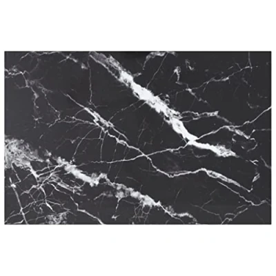 Image of vidaXL Coffee/Dining Table Top Black Tempered Glass Marble Design Ideal for Living Room, Office, Indoor
