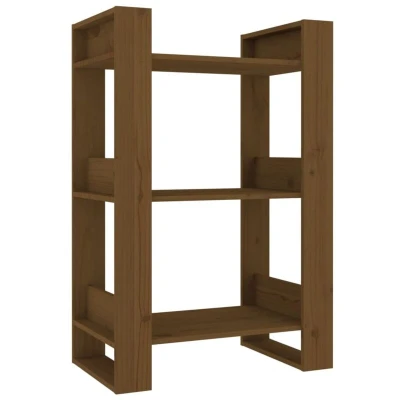 Image of vidaXL Book Cabinet/Room Divider Honey Brown 60x35x91 cm Solid Wood