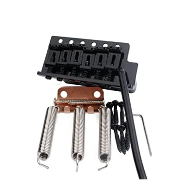 Image of Guyker Tremolo Bridge Vintage Bent Steel Saddles and Pro Brass Block Compatible with Start ST Electric Guitar (GG 1004, Black)