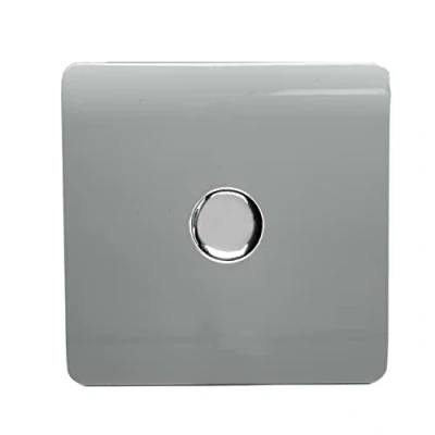 Image of Trendi Artistic Modern Glossy Tactile 1 Gang 2 Way 120w LED Dimmer Switch Silver