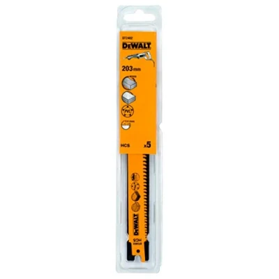 Image of Dewalt DT2402 QZ Reciprocating Blades HCS Wood, 203 mm, Set of 5 Pieces