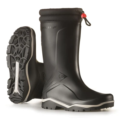 Image of Dunlop Blizzard Black Mens Warm Fleece Tie Top Wellington Wellie Boots Size UK 9