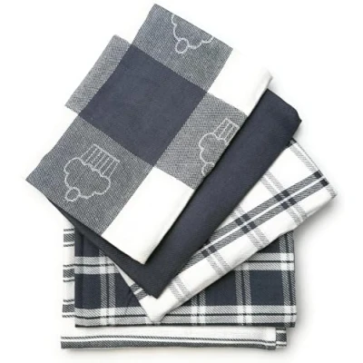 Image of LivinEase Tea Towels 100% Cotton for Kitchen Pack of 5 Set Super Absorbent T Grey 70 x 50 cm