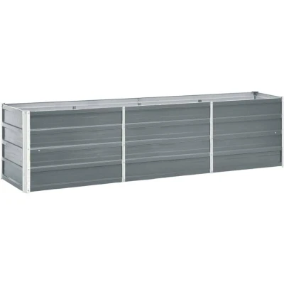 Image of vidaXL Garden Raised Bed Galvanised Steel 240x40x45 cm Grey