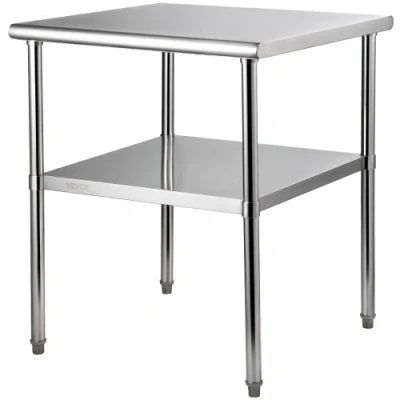 Image of VEVOR Stainless Steel Prep Table, 30 x 36 Inch, 800lbs Load Capacity Heavy Duty Metal Worktable with Adjustable Undershelf &amp; Feet, Commercial Workstation for Kitchen Garage Restaurant Backyard