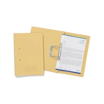 Image of Exacompta Ref TFM YLWZ Spiral Files for Punched Papers, A4 &amp; Foolscap, 285gsm Medium Weight Premium Manilla, 350mm x 250mm, Metal Spring Mechanism Yellow, Pack of 25