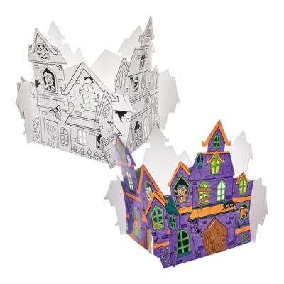Image of Baker Ross FN294 Giant Colour in Play Haunted House Halloween Arts and Crafts for Kids, Decorations