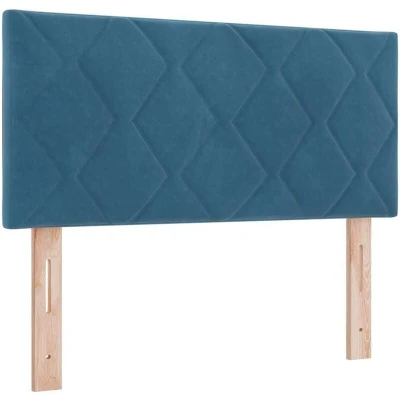 Image of vidaXL LED Headboard Diamond Blocks Design Dark Blue 100 cm Velvet