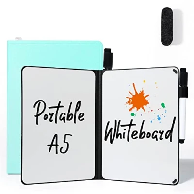 Image of AGM A5 Mini Whiteboard, Double Sided Portable Dry Erase Board with Pen, Desk Whiteboard for Study, Meeting, Draft, Notes, Doodling