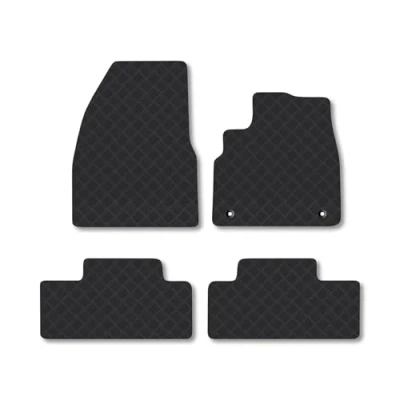 Image of Rubber Car Mats Compatible with Renault Megane E Tech (2022 ) Tailored Fit Floor Set Accessory Black Custom 4 Pieces Clips Anti Slip Backing, Heavy Duty &amp; Waterproof