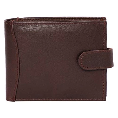 Image of RAS WALLETS Mens RFID Blocking Safe Wallet Soft Leather Tri Fold Card Slots Id Window and Coin Pocket #340 (Brown)