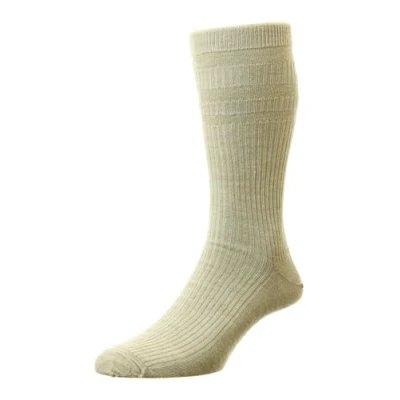 Image of 1 Pair Oatmeal Extra Wide Wool Softop Socks Men&#039;s 6 11 Mens HJ Hall