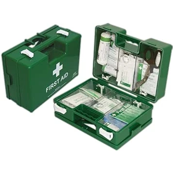 Image of EVAQ8 UK Workplace First Aid Kit in Deluxe Box for 100+ Persons Office Environments (L) British Standard BS8599 1