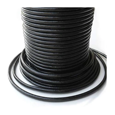 Image of Auroris 25 m Roll Leather Cord Round Diameter 2.5 mm Black