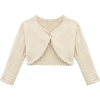 Image of Lilax Baby Girls&#039; Long Sleeve Cardigan Shrug Beige