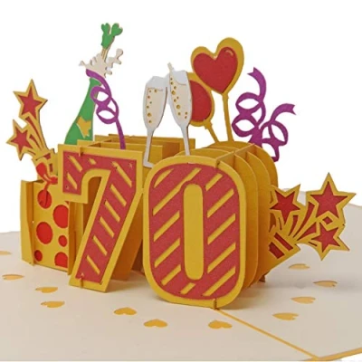 Image of Favour Pop Up® 3D 70th Birthday Greeting Card for Gift or Money TG070