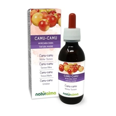 Image of camu (Myrciaria dubia) Fruits Alcohol Free Mother Tincture Naturalma Rich in Vitamin C Liquid Extract Drops 120 ml Food Supplement Vegan