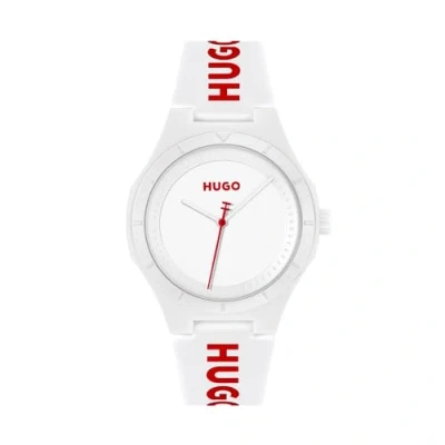 Image of HUGO LIT FOR HIM Watch, Men&#039;s, Size: One Size, White