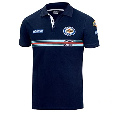 Image of Sparco Martini Racing Polo, Navy Blue, Standard Unisex Adult