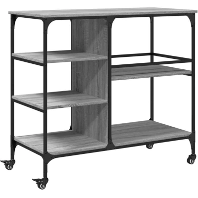 Image of vidaXL Kitchen Trolley Grey Sonoma 100x45x89.5 cm Engineered Wood