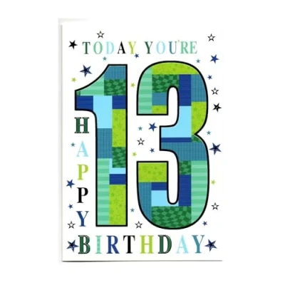 Image of Birthday Card Teenage Thirteen (13) Year Old Boy Free Post (UK)