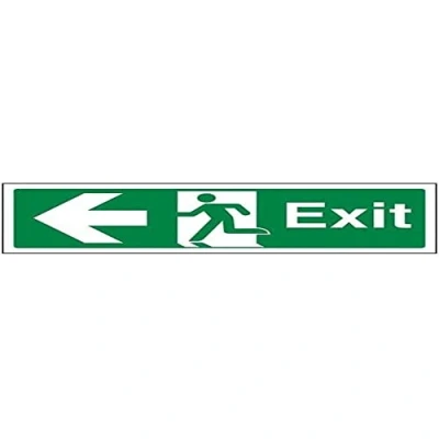 Image of V Safety Exit Arrow Left Sign 300mm x 100mm Self Adhesive Vinyl