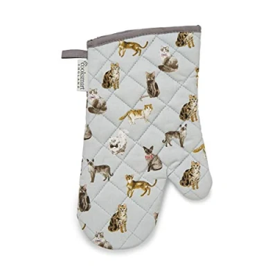 Image of Cooksmart British Designed Oven Gloves Modern Design Gauntlet Heat Resistant Mitt or Baking Perfect For Kitchens