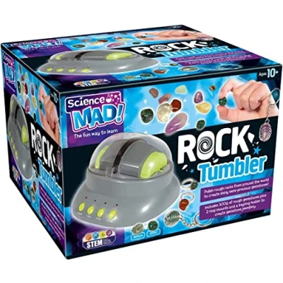 Image of Science Mad Rock Tumbler Machine For Kids Learn About Tumbling, Polishing and Gemstones With Fun Includes Rough Jewellery Making Kit, 10+ Years, Multicolor