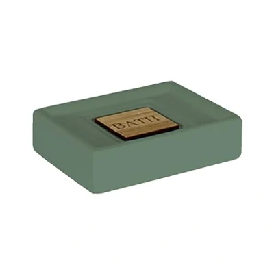 Image of Douceur d&#039;Intérieur Soap Dish, Ceramic Bamboo, Khaki, 11.4x8.7x2.5CM