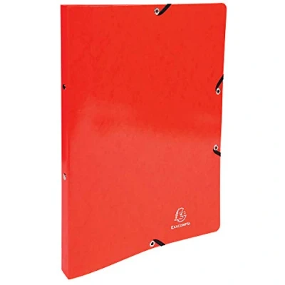 Image of Exacompta ref. 54895E 1 coated glossy card binder with rubber bands 2 round rings, diameter 15 mm Spine 20 External dimensions: 32 x 25 cm A4 file size Colour: red