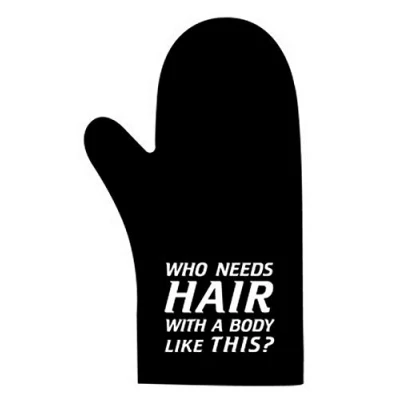 Image of Iconic Aprons Oven glove novelty themed kitchen or barbecue (Who needs hair)