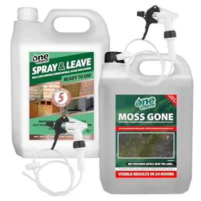 Image of One Chem 5L Spray and Leave Ready to Use Moss Gone Killer 2 x Long Hose Trigger