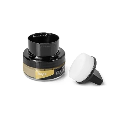 Image of Kaps Shoe Cream with Sponge Applicator, Intensive Leather Care and Nourishing, Delicate, 70 colours (107 yellow)