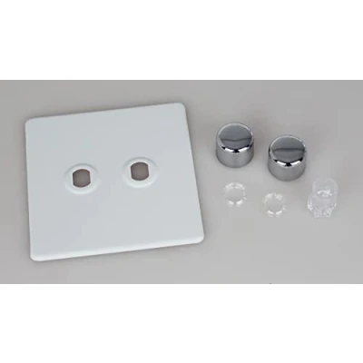 Image of Varilight Matrix 2 Gang Single Plate Unpopulated Dimmer Kit. Screwless Primed and Ready to Paint
