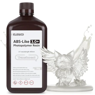 Image of ELEGOO Upgraded ABS Like Resin 3.0 PLUS, UV 3D Printer with Higher Precision and lower Shrinkage, Enhanced Strength Toughness Photopolymer + for LCD Translucent 2000g