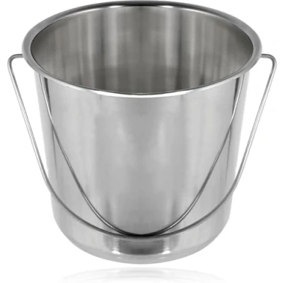 Image of SPARES2GO 12 Litre Stainless Steel Handled Pail Bucket (Silver)