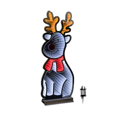 Image of 60cm Infinity Standing Christmas Reindeer with Metal Base, White and Red LEDs