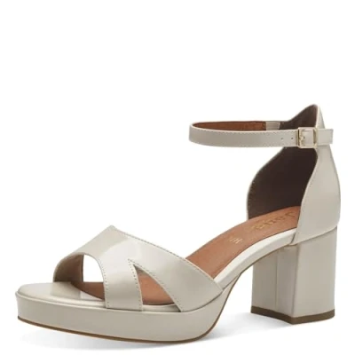 Image of Jana Women&#039;s 8 28367 42 Heeled Sandal, Beige Gloss, 3.5 UK