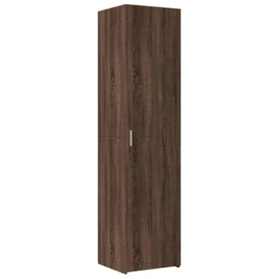Image of vidaXL Highboard Brown Oak 45x42.5x185 cm Engineered Wood Storage Cabinet with Handles Versatile for Living Room, Bedroom, Hallway, Garage