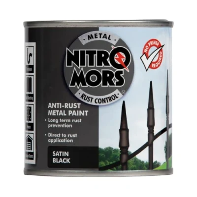 Image of Nitromors Anti Rust Satin Finish Metal Paint, No Primer Required, Black, 250 ml