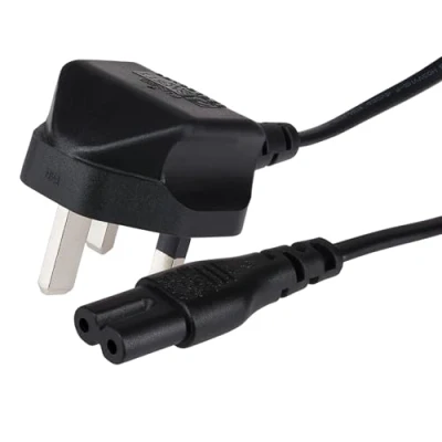 Image of Maplin Power Lead IEC C7 Fig 8 2 Pin Plug to UK 3 Mains Amp Fuse, 0.5m Cable