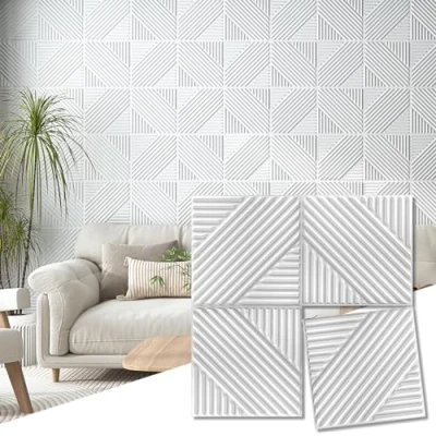 Image of Art3d 33 Pack 3D Wall Panels for Interior Decor, Textured Accent Paneling Living Room, Bedroom, TV Background, 12&quot;x12&quot; White