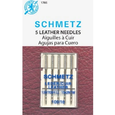 Image of Euro Notions Leather Machine Needles Size 16/100 5/Pkg, Other, Multicoloured, 2.25 x 8.85 11.39 cm