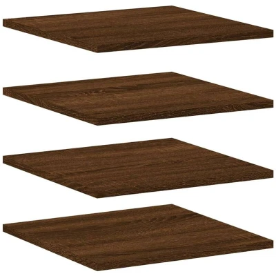 Image of vidaXL Wall Shelves 4 Pack Brown Oak Engineered Wood Floating 40x40x1.5 cm Versatile for Decor &amp; Storage in Living Room and Office