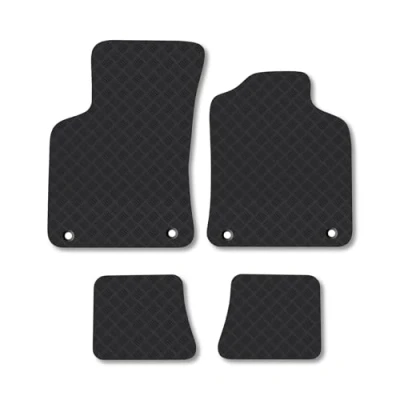 Image of Rubber Car Mats Compatible with Audi TT (1996 2006) Tailored Fit Floor Set Accessory Black Custom 4 Pieces Clips Anti Slip Backing, Heavy Duty &amp; Waterproof