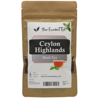 Image of Your ExcellenTEA Ceylon Highlands Black Loose Leaf Tea from high altitude plantations on Island Sri Lanka Leaves (150g)