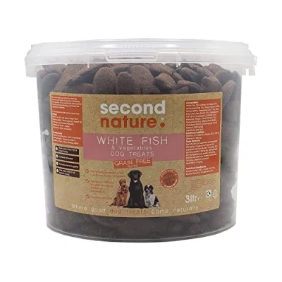 Image of Second Nature Grain Free Dog Treats Fish &amp; Vegetable 3L Natural Training Treats, Biscuits Snacks, Healthy for Small Dogs Large