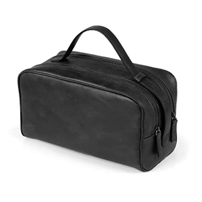 Image of Londo Two Compartment Genuine Leather Travel Bag Unisex (Black)