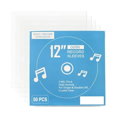 Image of ENVLY® Record Sleeves 50 Pack 12 Inch LP Outer 32.5cm Transparent Plastic