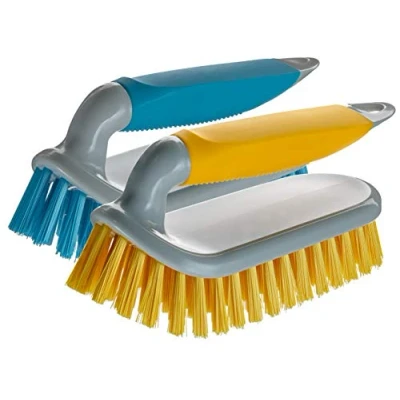 Image of NCaan 2pk Deluxe Hand Scrubbing Brush Heavy Duty with Stiff Bristles &amp; Non Slip Soft Grip Handle Household Cleaning for Indoor Outdoor, Bathroom, Kitchen, Carpet, Floor, Bath,Car (Assorted, 2)